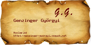 Genzinger Györgyi névjegykártya